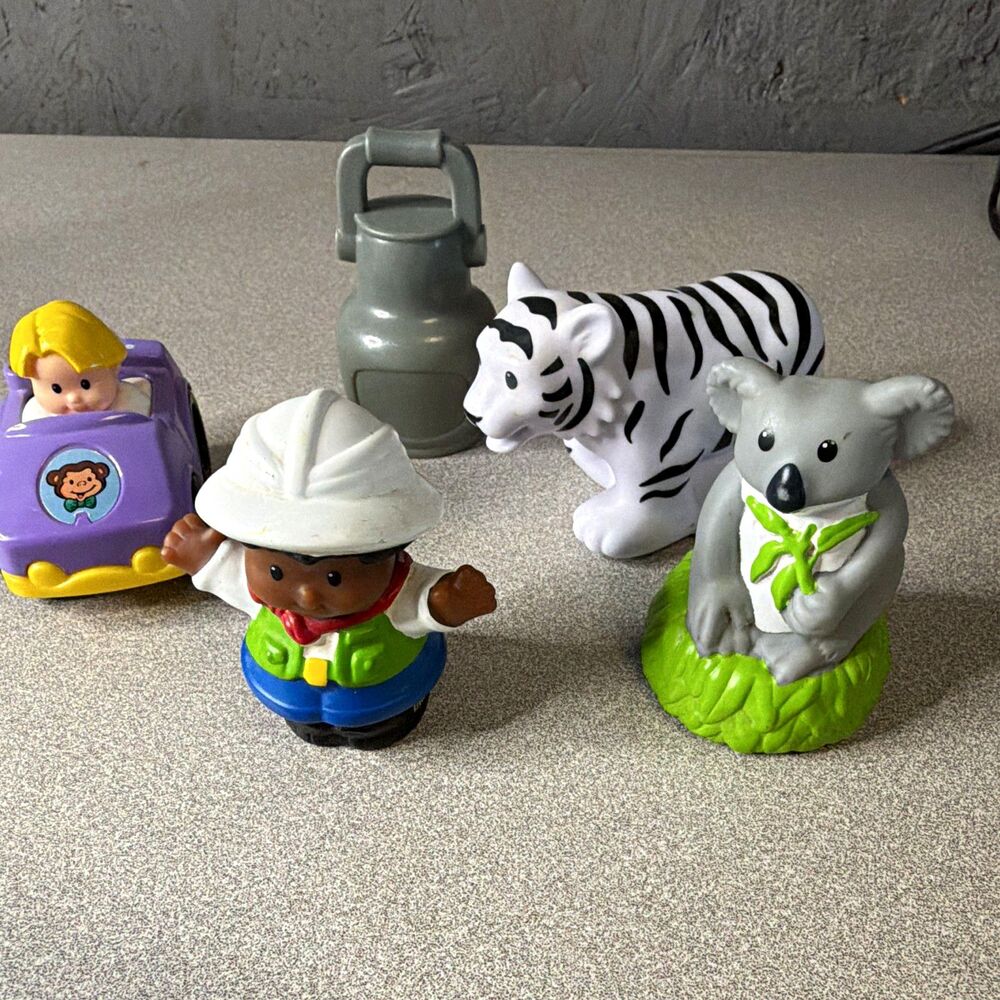 Fisher-Price Little People Zoo Safari Figure & Animal Lot Zebra Koala + Accs